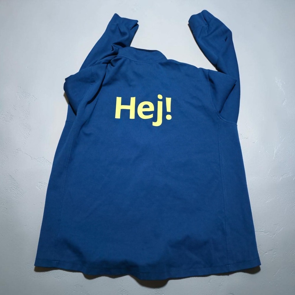 IKEA Blue Jacket Mens 2XL  Employee Uniform Cotton Polyester Full Zip "Hej!"